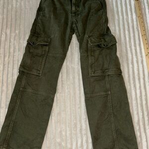 TNA Green Cargo Pants with Straight Leg Cut